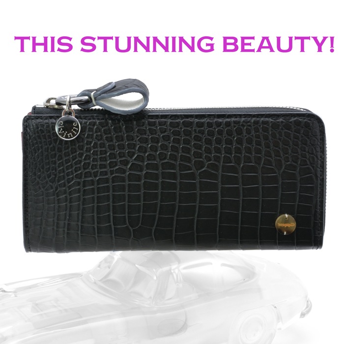 チビナイル　マット　クロコダイル　ウォレット　ロルナ　ブラック