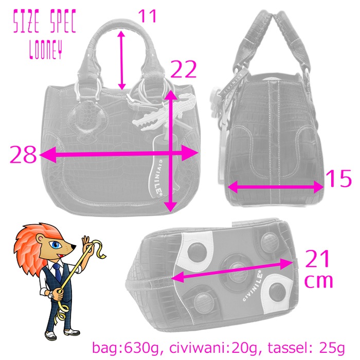 チビナイル　クロコダイル　ハンドバッグ　ルーニー　ブラック