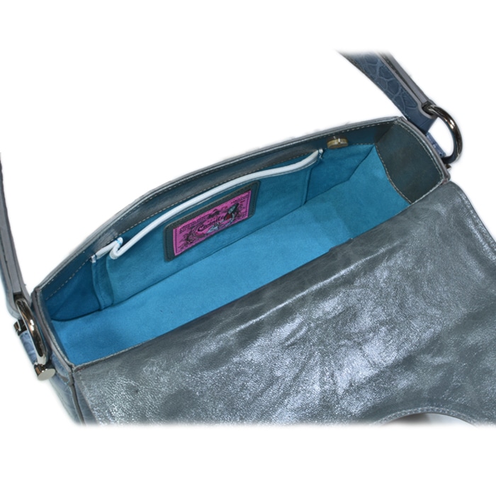 チビナイル　クロコダイル　ワンハンドルバッグ　カリーヌ　caline　ブルー