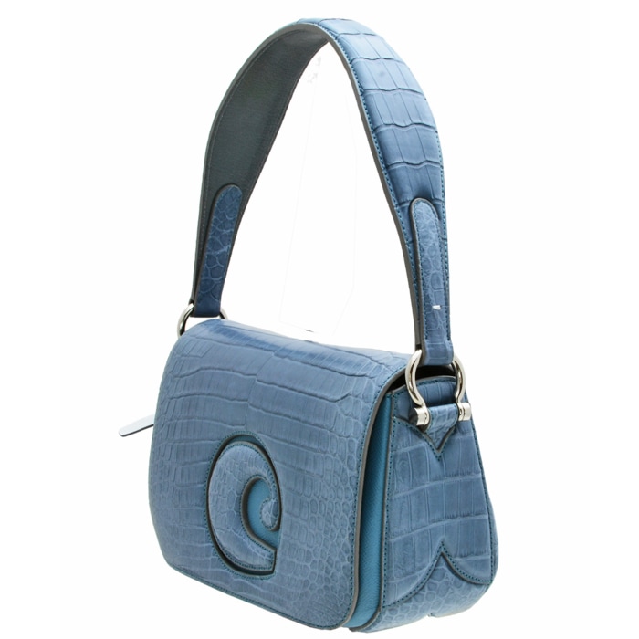 チビナイル　クロコダイル　ワンハンドルバッグ　カリーヌ　caline　ブルー