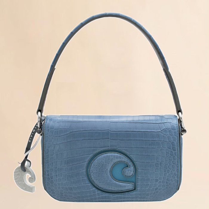 チビナイル　クロコダイル　ワンハンドルバッグ　カリーヌ　caline　ブルー