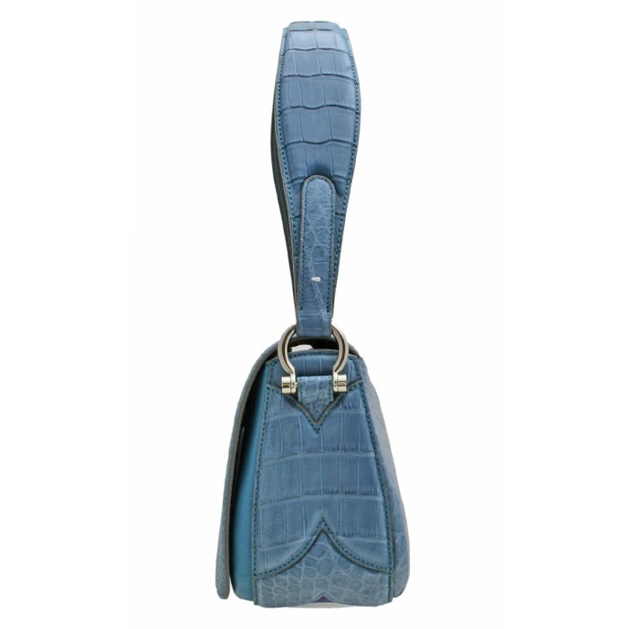 チビナイル　クロコダイル　ワンハンドルバッグ　カリーヌ　caline　ブルー
