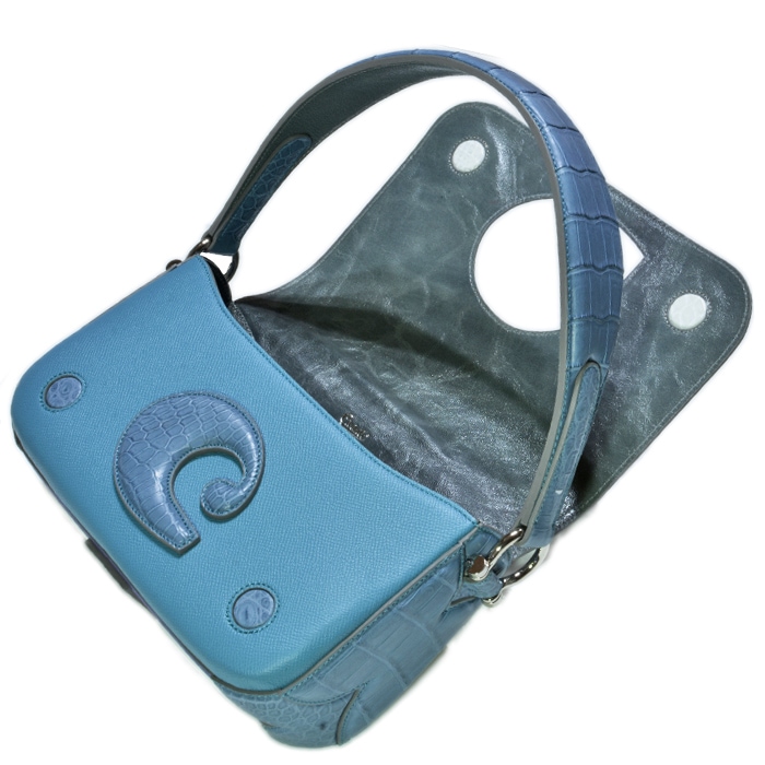 チビナイル　クロコダイル　ワンハンドルバッグ　カリーヌ　caline　ブルー