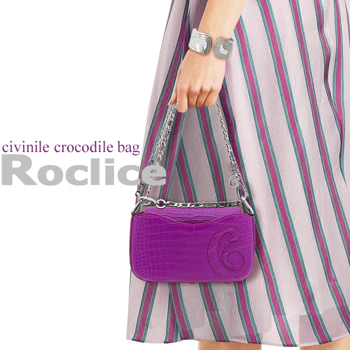 チビナイル　クロコダイル　3way チェーンショルダーバッグ　ロクリーチェ　フューシャピンク