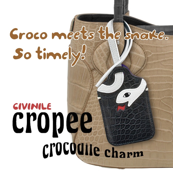 クロコダイル　チャーム　クロピー　サバイバルホイッスル付き　ブラック