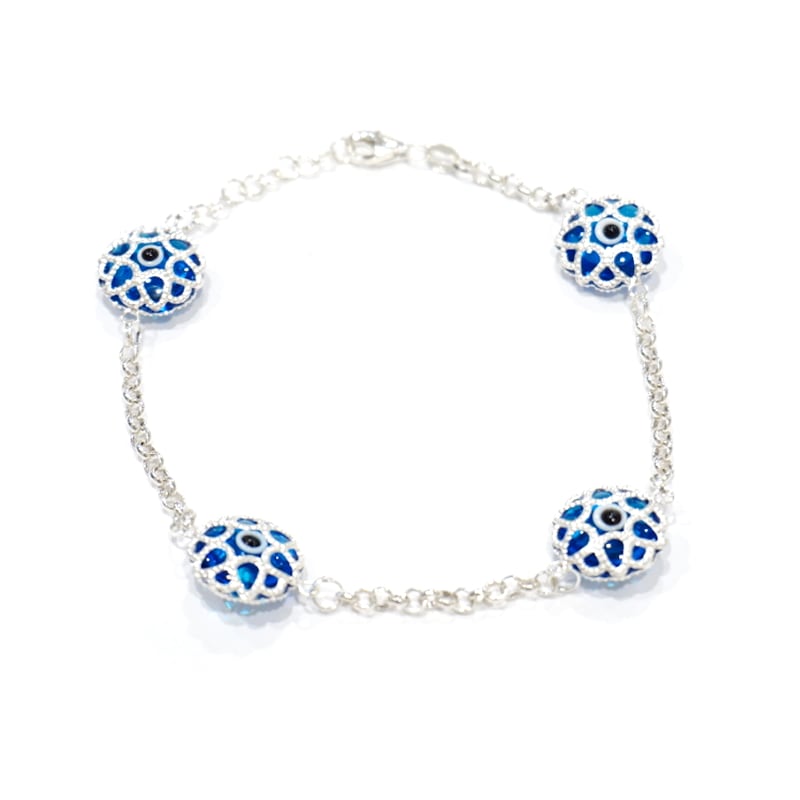 ナザールボンジュウ　トルコのお守り　シルバーブレスレット　N-BS3401B