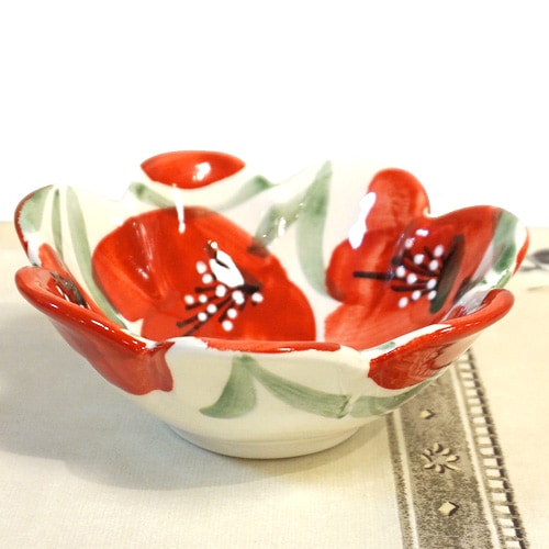 スペイン陶器　SP-6012APH　フリルボウル/赤いポピー