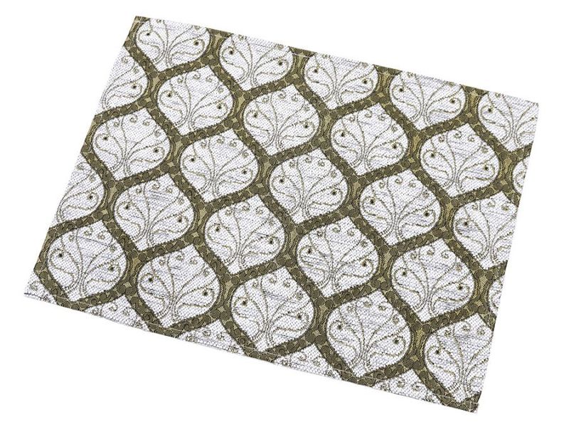 シェニールランチョンマット　CL-PKWT　ピーコック柄/ホワイト