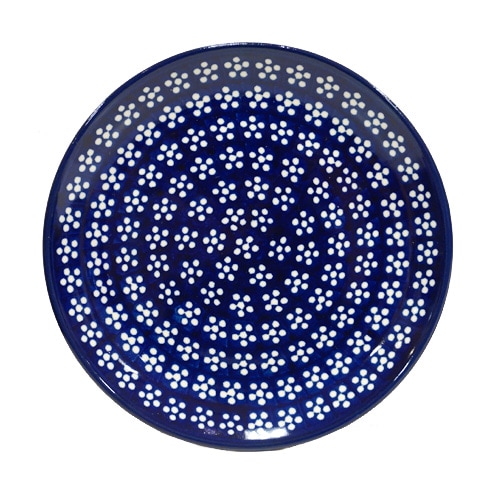 ポーランド陶器　ポーリッシュポタリー　「ボレスワヴィエツ」 プレート16cm　GU818-226A　藍地×白小花