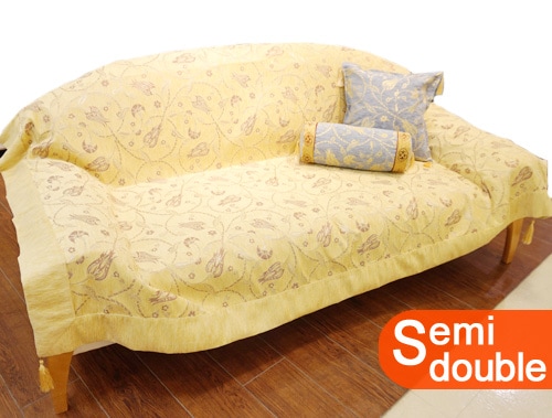 トルコ製マルチカバー(ベッドカバー)◆セミダブルサイズ◆MC-SW-LKCR　ラーレ×カランフィル/クリーム