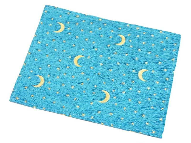 シェニールランチョンマット　CL-AY3TQ　月と星/ターコイズ