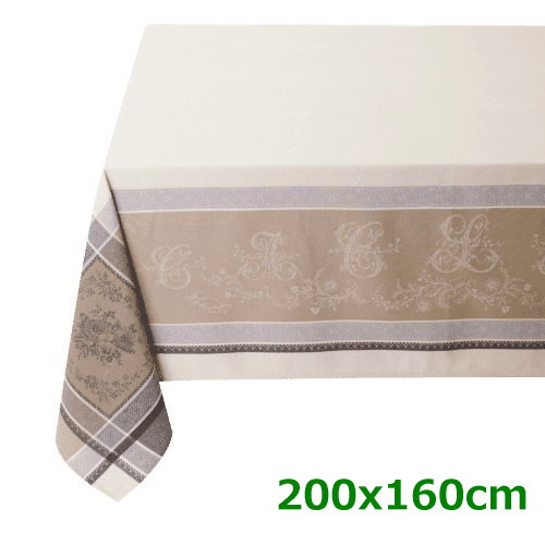フランス製 ジャカード織　撥水テーブルクロス☆ ロマンティック/トープ 200x160cmサイズ F200160-RMTQ