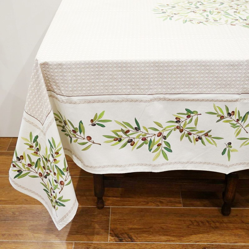 フランス製 コットン撥水テーブルクロス☆ニヨン/ホワイト 250x150cmサイズ F250155-NYONS-WT