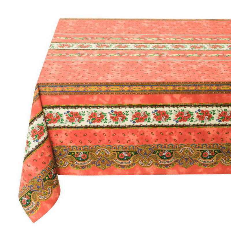 フランス製 コットン撥水テーブルクロス☆トラディション/オレンジ 200x150cmサイズ F200155-TRAD-OR