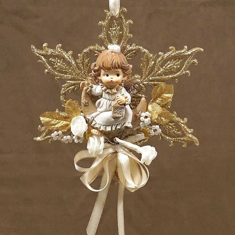 ザルツブルグのクリスマス飾り　天使のオーナメント 雪の結晶/ランタン　RSP-AGL-SNOW2