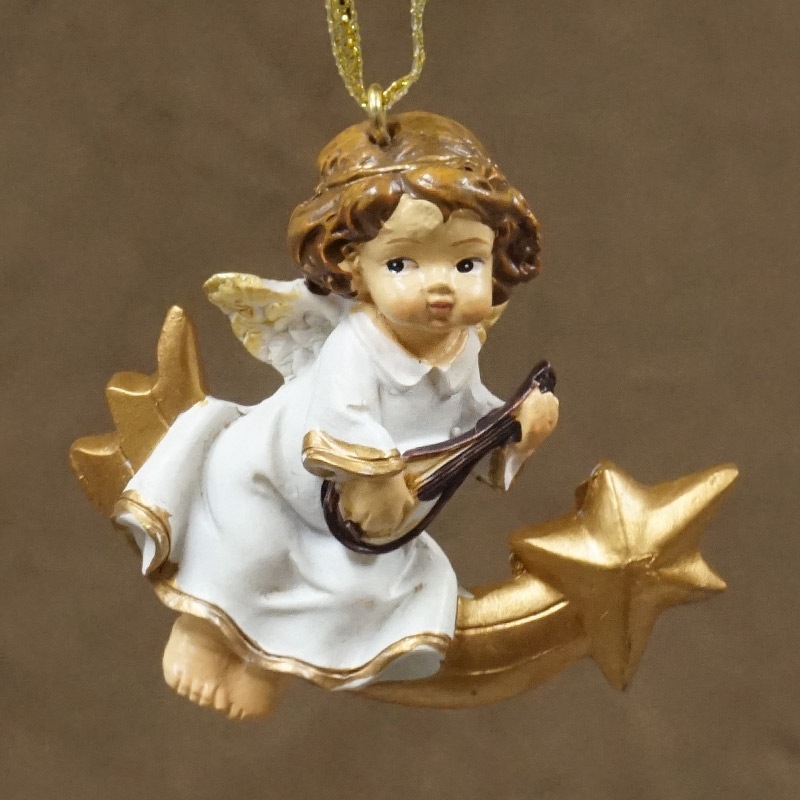 ザルツブルグのクリスマス飾り　流れ星と天使/マンドリン　RSP-AGL-MOON2