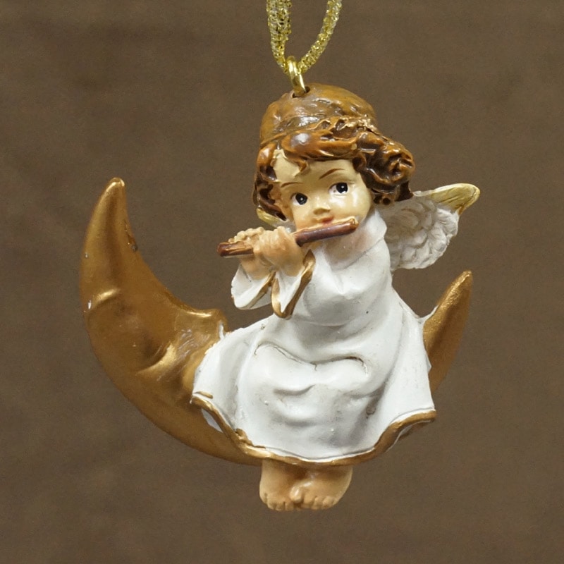 ザルツブルグのクリスマス飾り　月と天使/フルート　RSP-AGL-MOON4