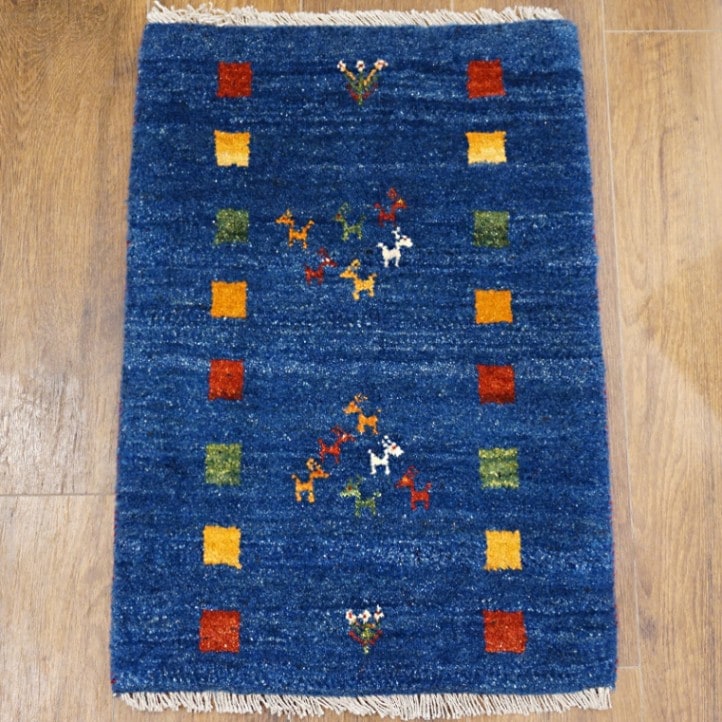 □イラン産ギャッベ,90x60cm前後 | 輸入雑貨～カランフィル（旧
