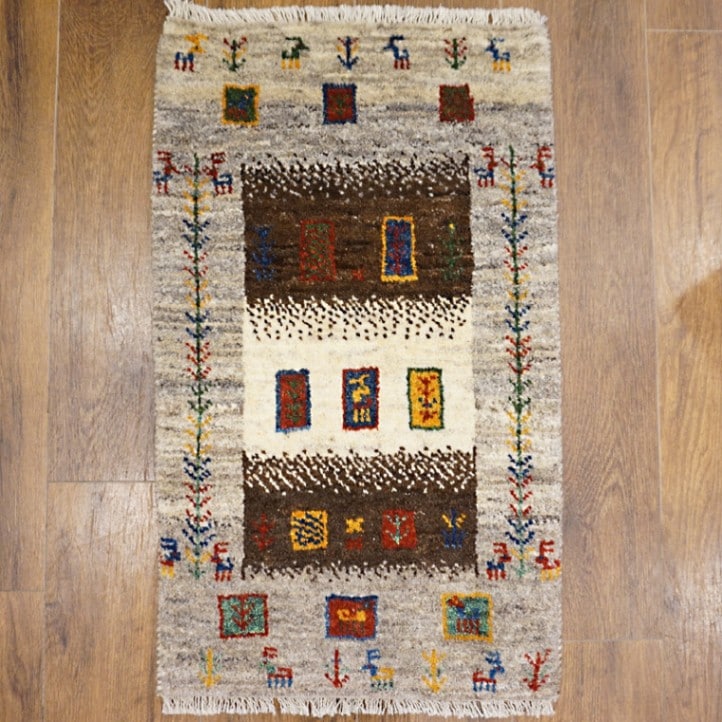 手織りギャッベ　GB80-010　80×46cm　玄関サイズ