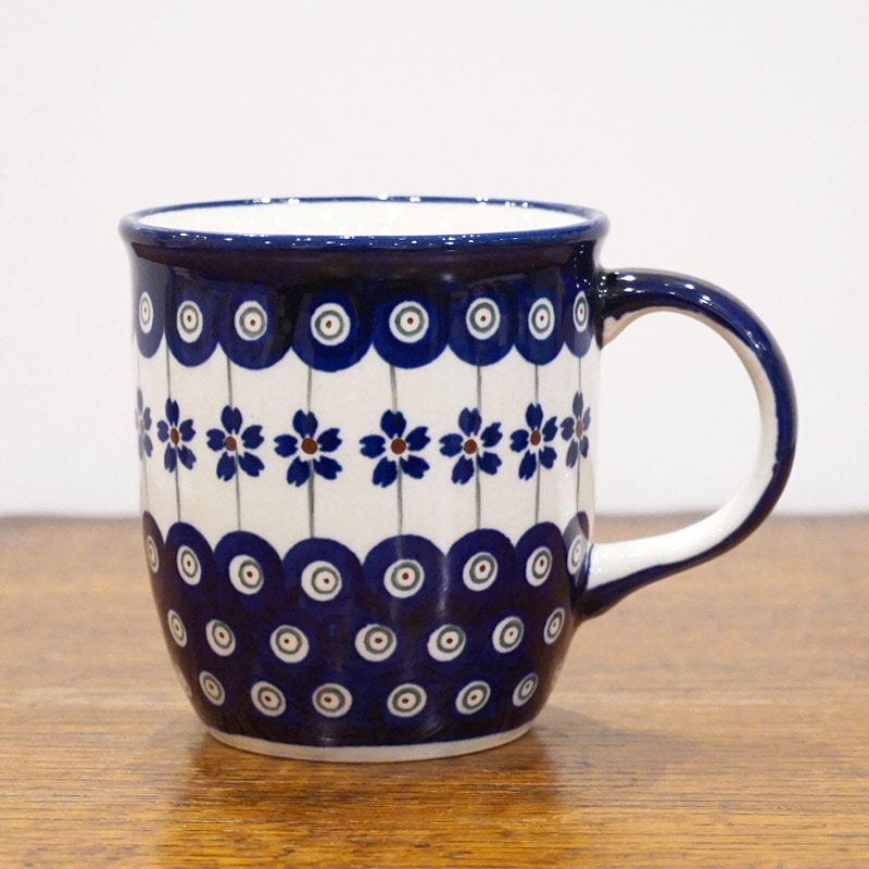ポーランド陶器　ポーリッシュポタリー 「ボレスワヴィエツ」 マグカップ大（約360cc）GU1105-166A　ピーコック/さくら柄