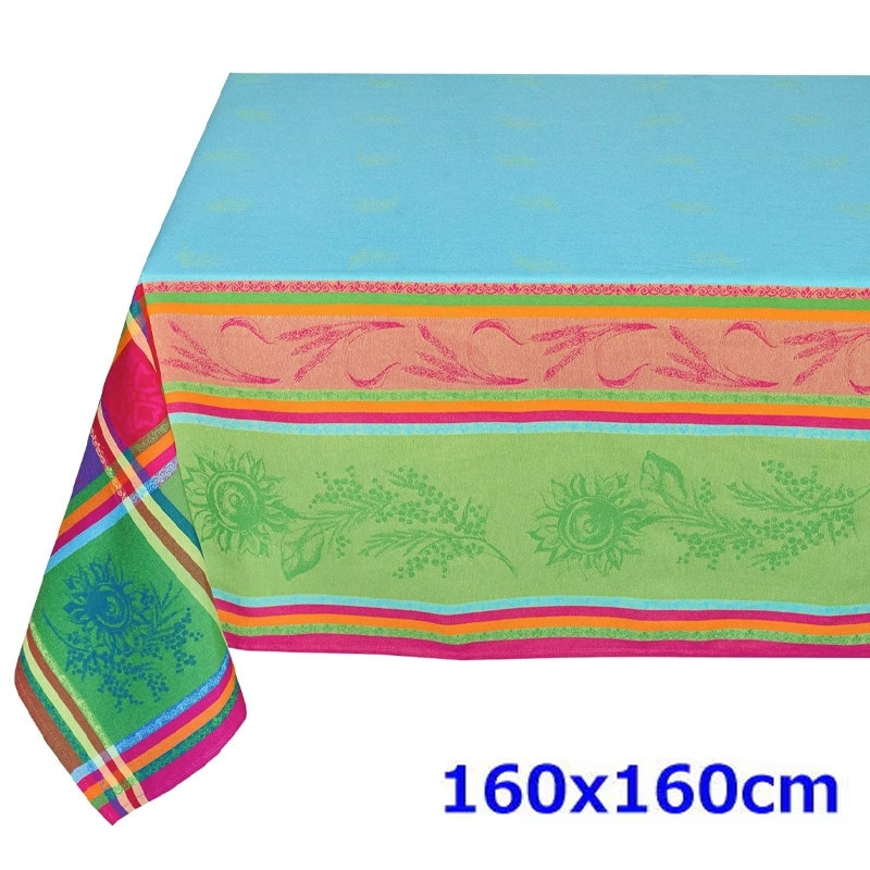 フランス製 ジャカード織 撥水テーブルクロス☆ セザンヌ/ターコイズ