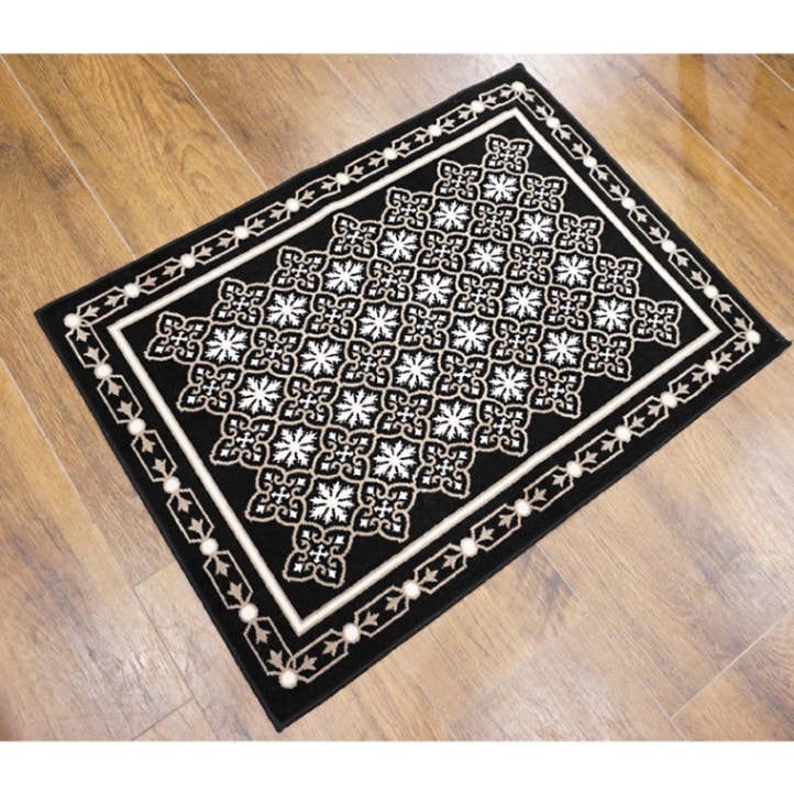 フランス モケット織マット 70×50cm　チュイル/ブラック　FRG50-TUIRE-BK