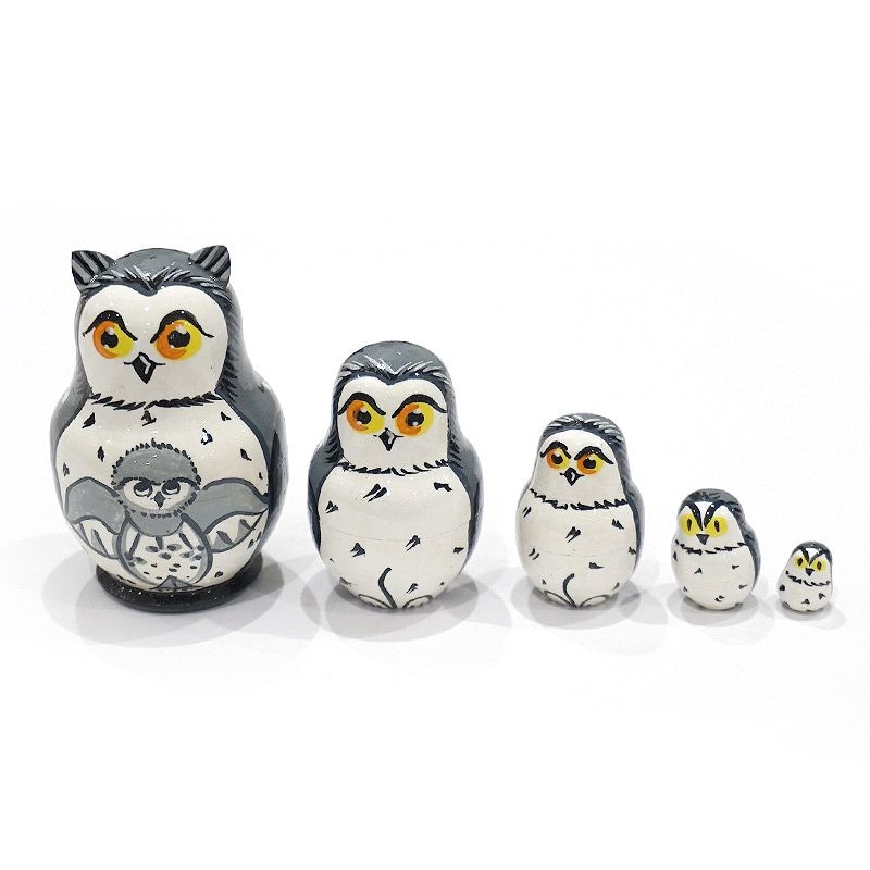 ロシア　ミニマトリョーシカ　フクロウ（5P）　MAT-110