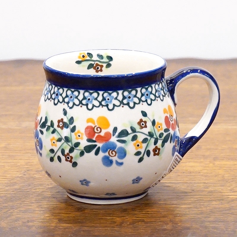 ポーランド陶器　ポーリッシュポタリー 「Millena」 マグカップ（約250ml） M0116-B1B　花かんむり