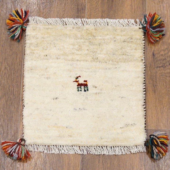 手織りギャッベ　GB40-451　座布団サイズ　約35×39cm