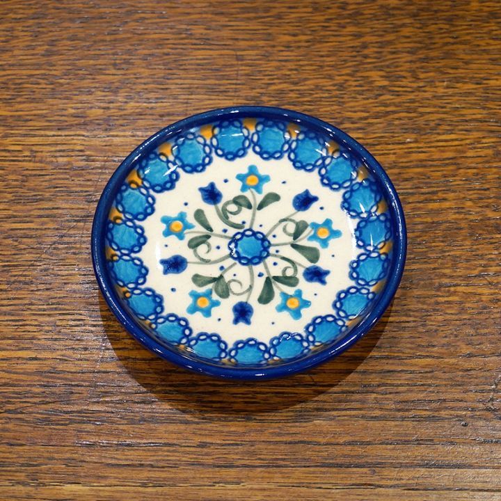 ポーランド陶器　ポーリッシュポタリー 「VENA」 プレート10cm　V372-U006　ブルーフラワー柄