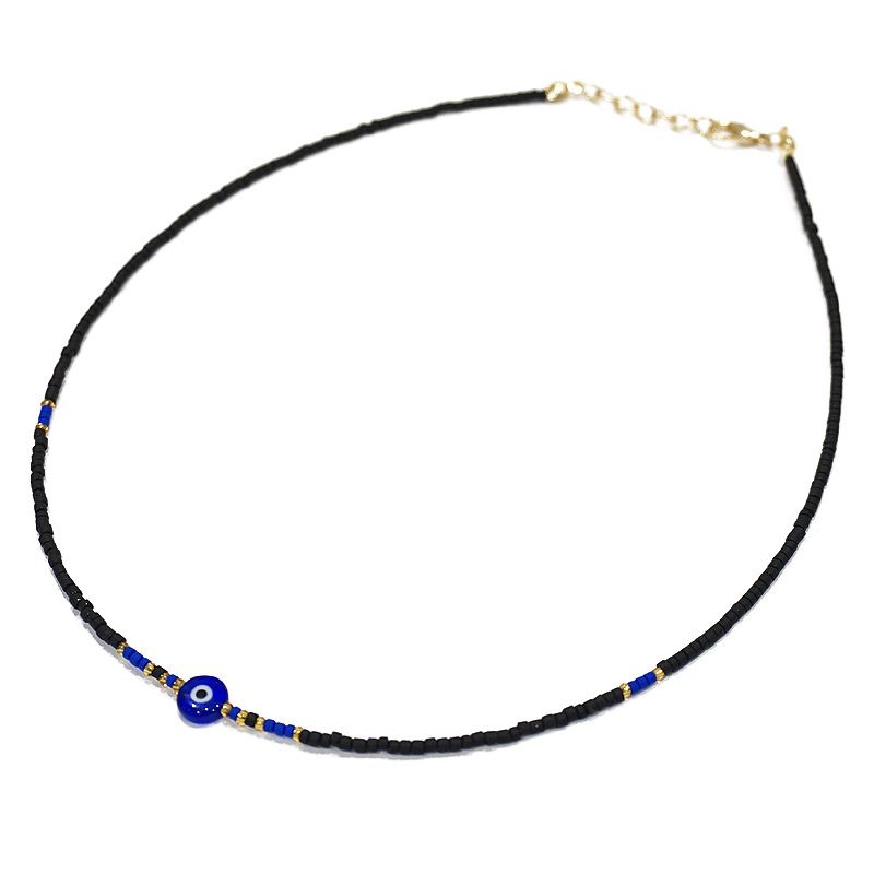 ナザールボンジュウ　トルコのお守り　ビーズネックレス/ブラック　N-P14481BK