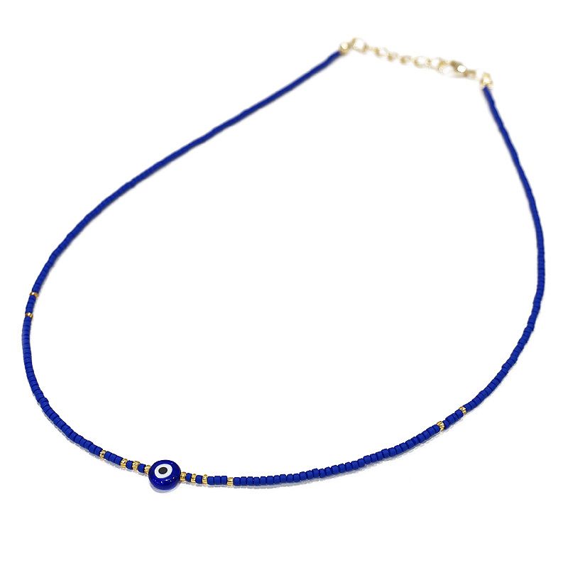 ナザールボンジュウ　トルコのお守り　ビーズネックレス/ネイビー　N-P14481NV