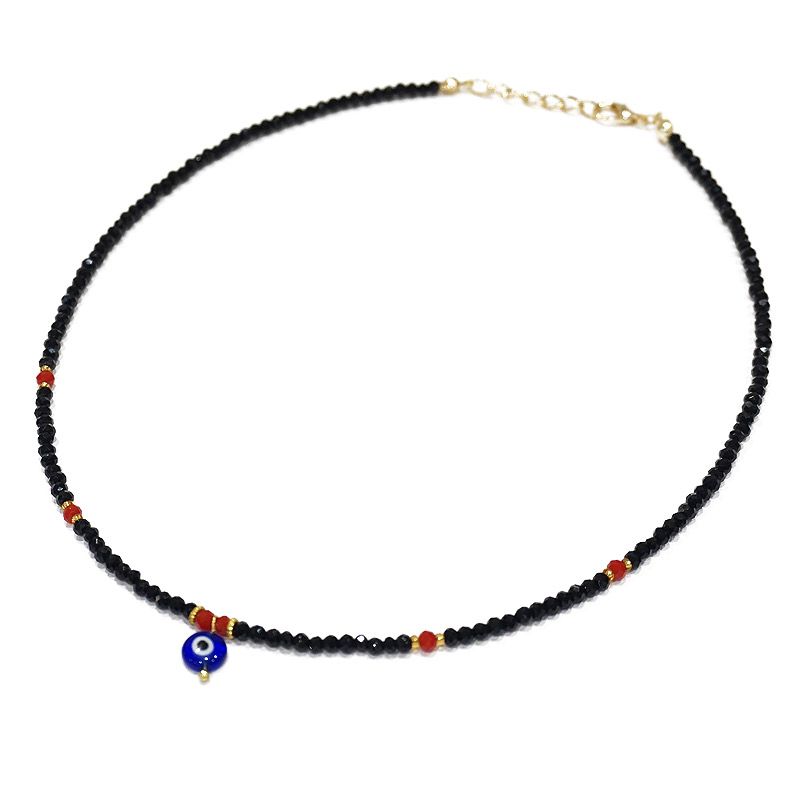 ナザールボンジュウ　トルコのお守り　ビーズネックレス/ブラック　N-P14482BK