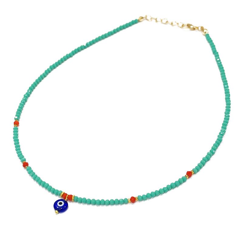 ナザールボンジュウ　トルコのお守り　ビーズネックレス/ターコイズ　N-P14482TQ
