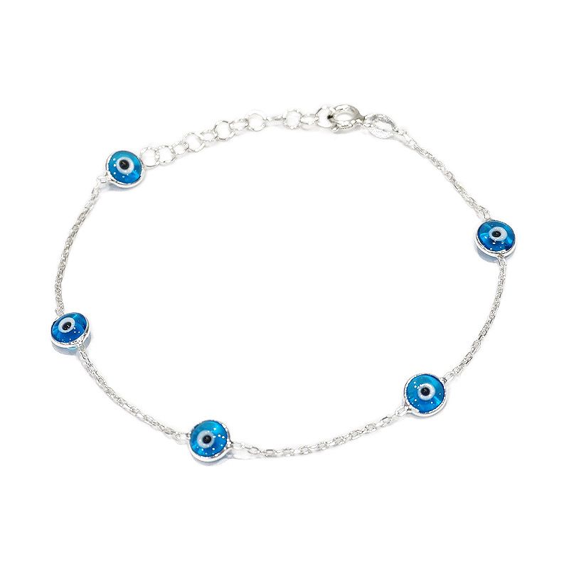 ナザールボンジュウ　トルコのお守り　シルバーブレスレット　N-BS55192B　水色目玉
