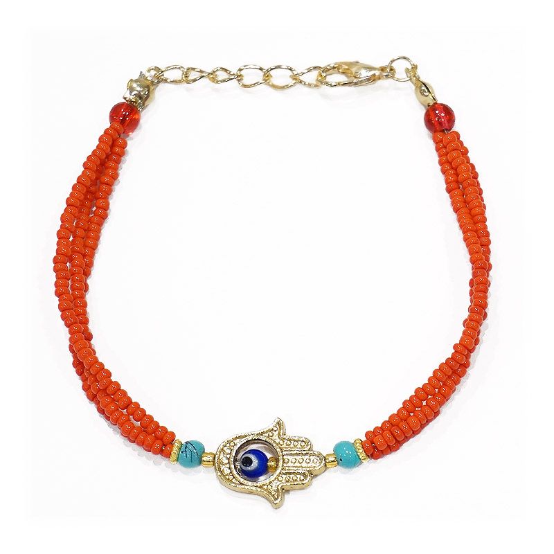 ナザールボンジュウ　ビーズブレスレット　N-B13759RD　レッド