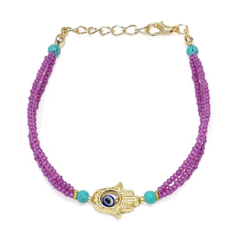 ナザールボンジュウ　ビーズブレスレット　N-B13759PP　パープル