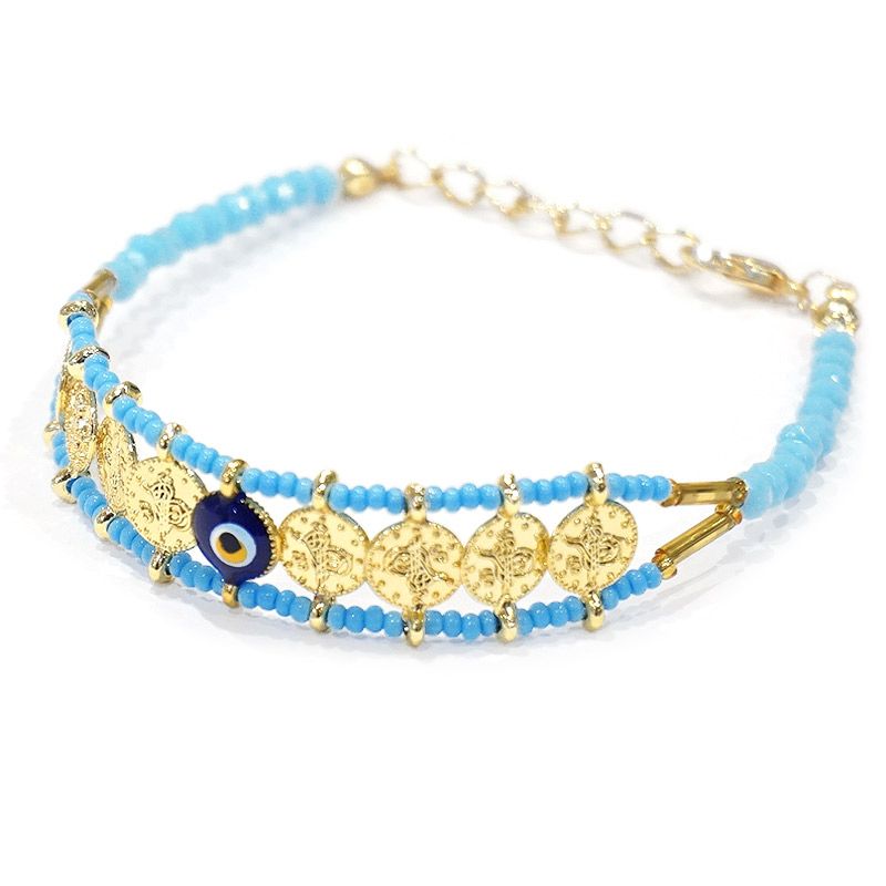 ナザールボンジュウ　ビーズブレスレット　N-B14126BL　ブルー