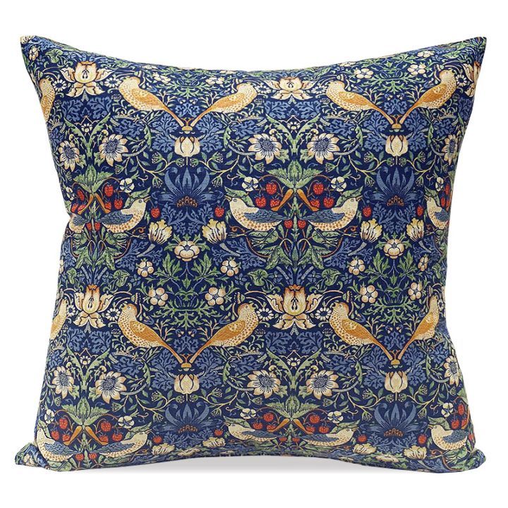 Morris Collection クッションカバー（45cm） いちご泥棒/ネイビー MCC-STNV