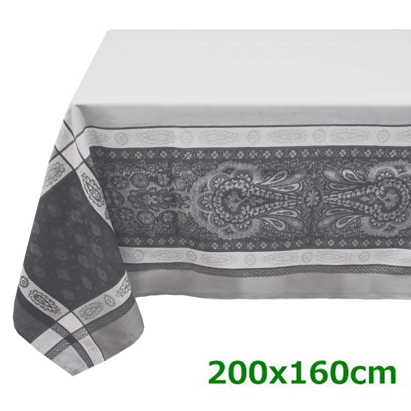 フランス製 ジャカード織 撥水テーブルクロス ヴォクリューズ/グレー 約200x160cm F200160-VCLS-GY