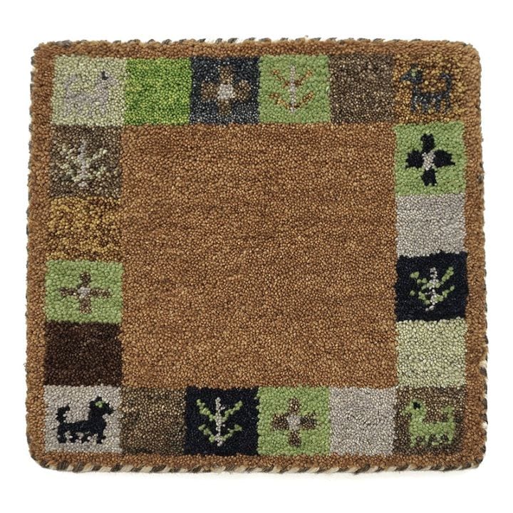 インド手織りギャッベ　GBI40-008　座布団サイズ　約42×40.5cm