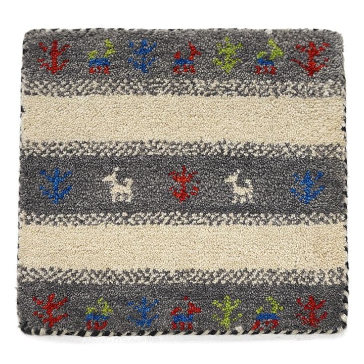 インド手織りギャッベ　GBI40-005　座布団サイズ　約40×41cm