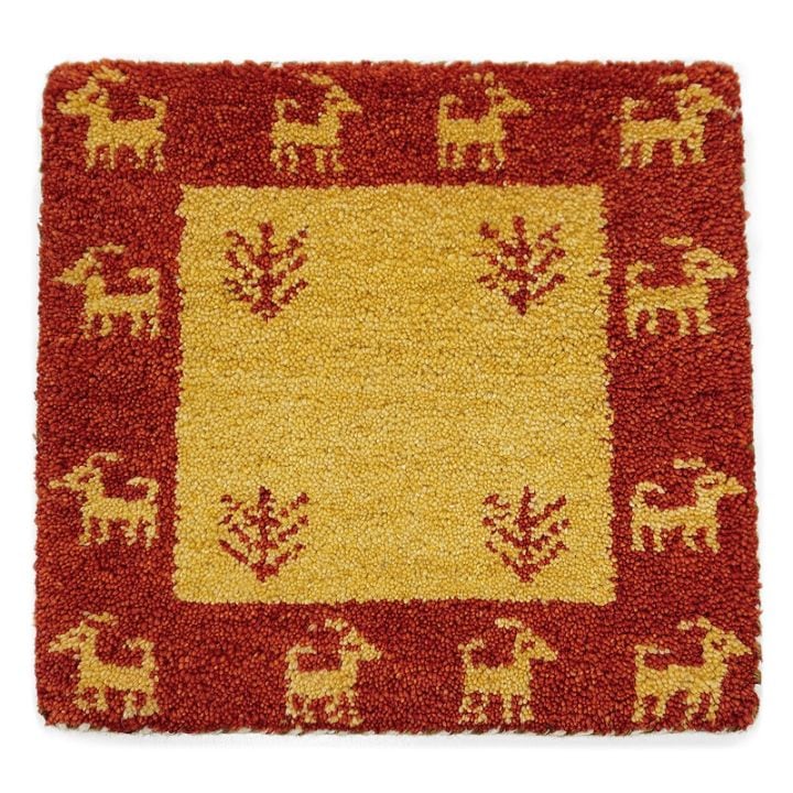 インド手織りギャッベ　GBI40-003　座布団サイズ　約41.5×42cm