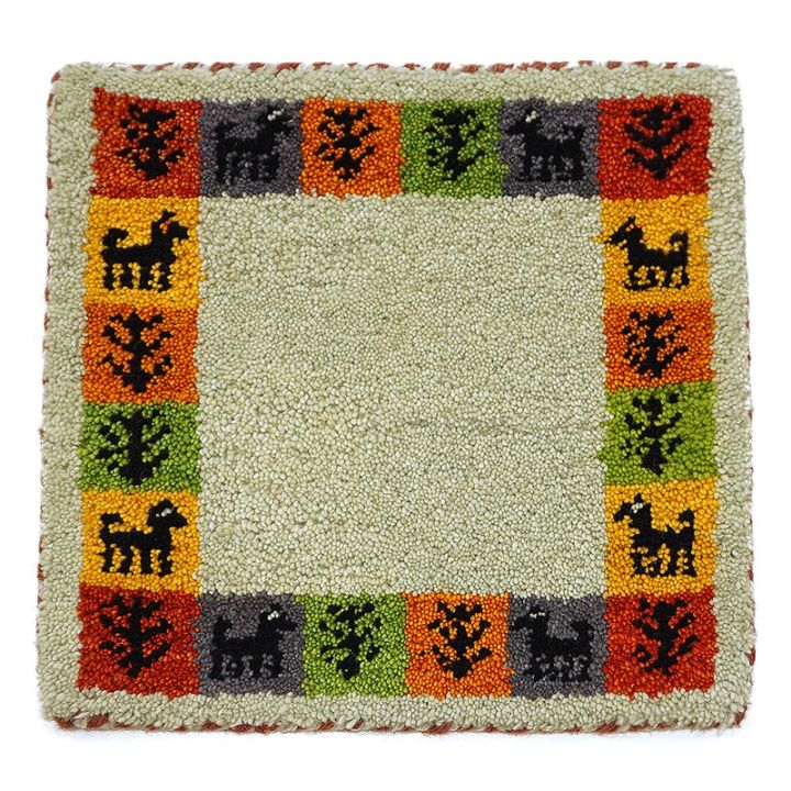 インド手織りギャッベ　GBI40-002　座布団サイズ　約42×39cm