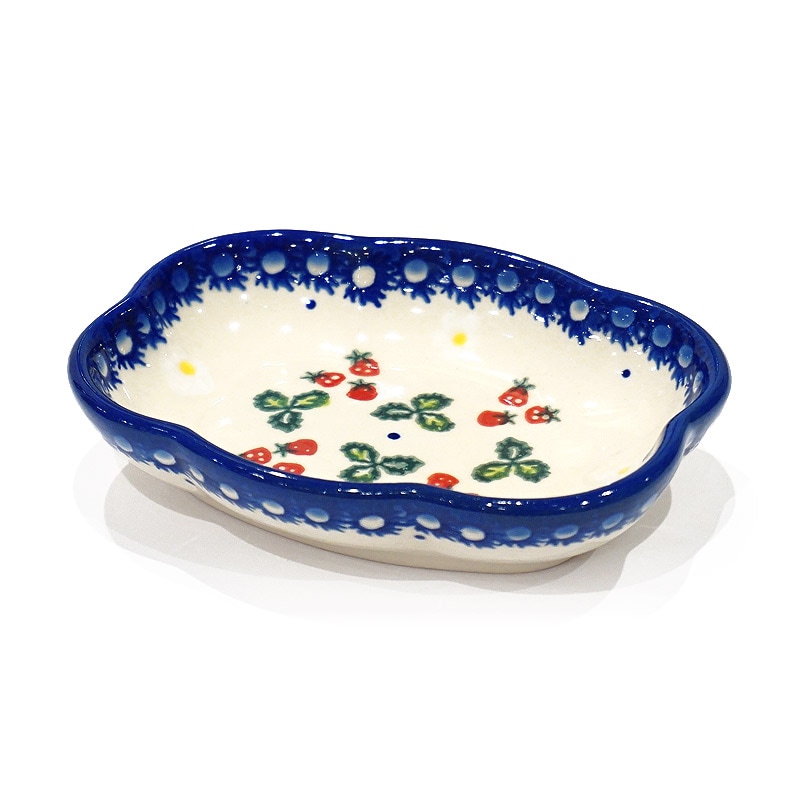 ポーランド陶器　ポーリッシュポタリー 「VENA」 クラウド深皿　V085-B264　いちご柄