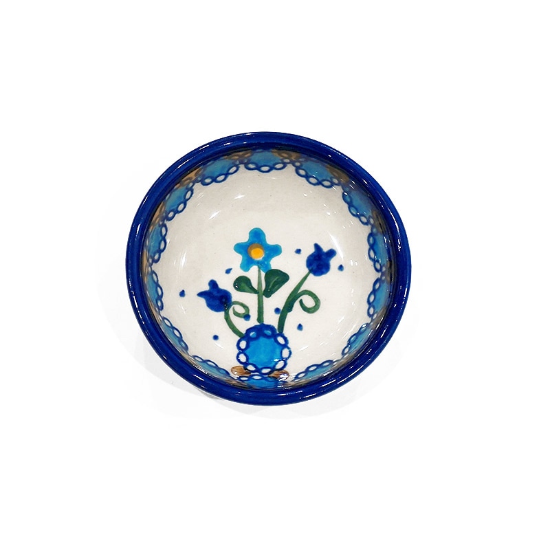 ポーランド陶器　ポーリッシュポタリー 「VENA」 ミニボウル・小鉢　V156-U006　ブルーフラワー柄