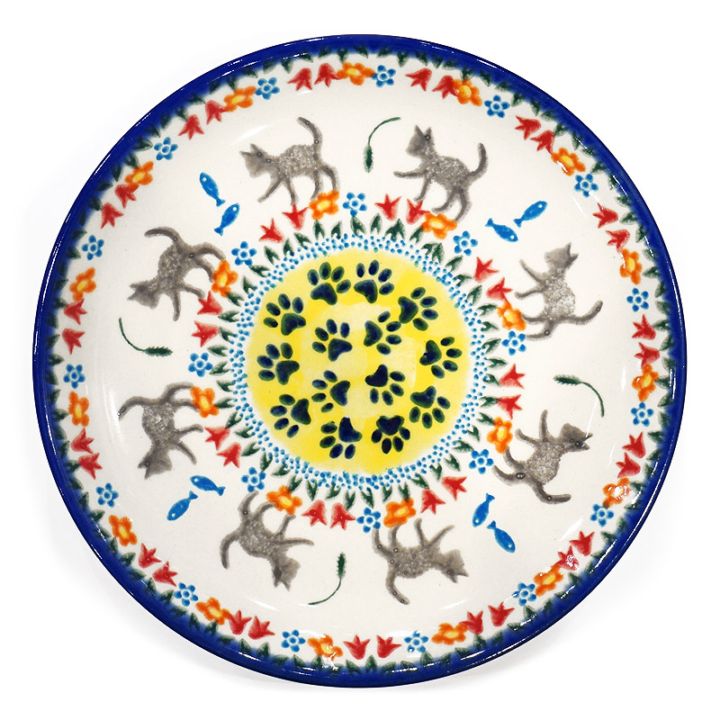 ポーランド陶器　ポーリッシュポタリー 「VENA」 プレート19cm　V132-U731　子猫柄