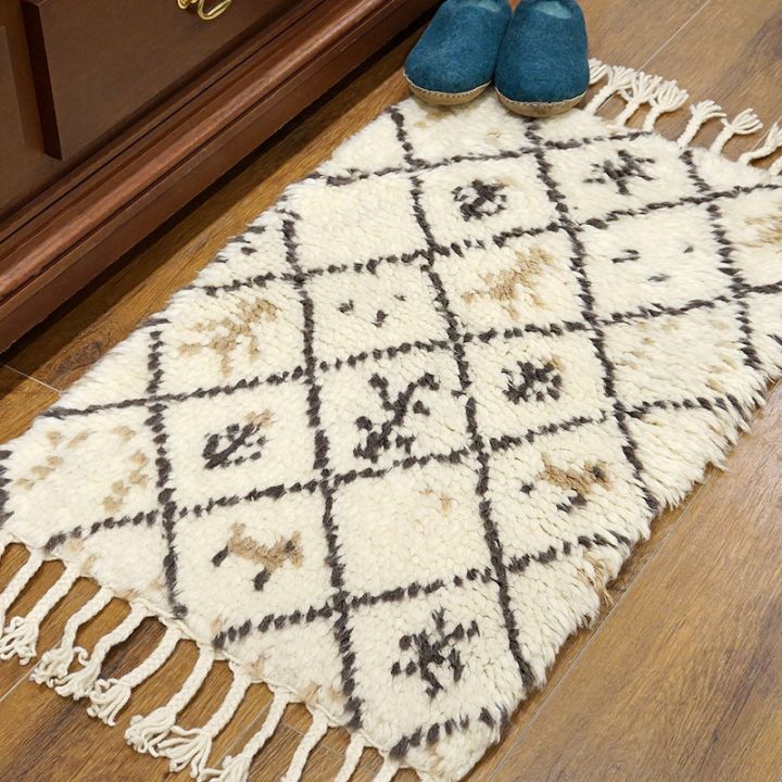 手織り モロッカンテイストラグ　約80×50cm　ブラウン　MRG50-301BR