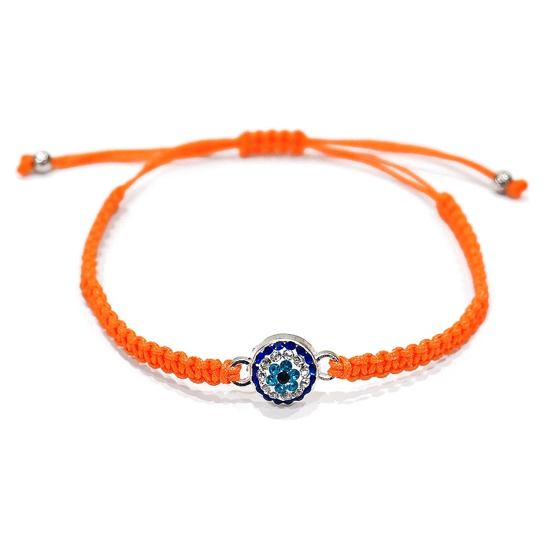 トルコ製　ナザールボンジュウきらきらブレスレット　コードブレス　N-BB590OR　オレンジ