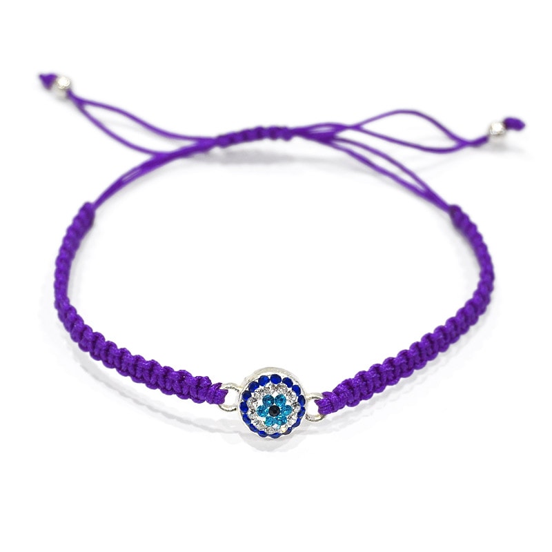 トルコ製　ナザールボンジュウきらきらブレスレット　コードブレス　N-BB590PP　パープル